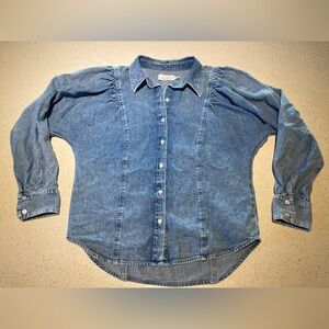 & Other Stories Blue Denim Puff Sleeve Shirt Long Sleeve